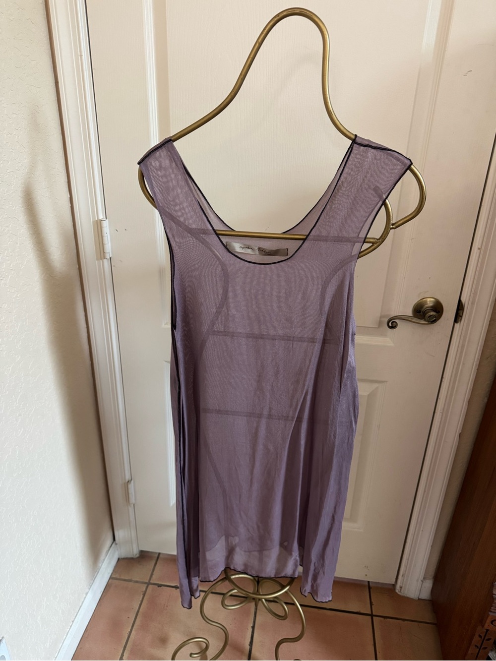 Cynthia Ashby Sheer Light Purple Silk Short Slip Dress or Long Top
